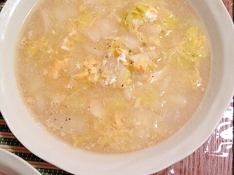 塩ダレドレッシング使用☆簡単白菜と卵スープ